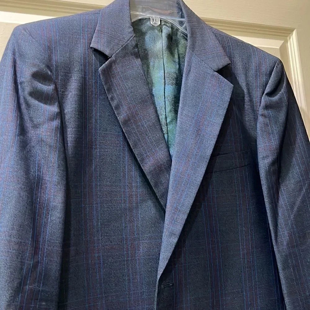 Madden’s Arcadia, LA Curly Men’s Sports Coat Blue Grey w Blue & Red Stripes